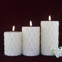 Bougies cylindriques LED à flamme mobile en cire véritable blanche, sans flamme, pour décoration d'hôtel et de mariage, lot de bougies LED