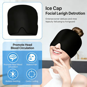 Casque de soulagement des migraines sans odeur, thérapie par le froid, maque de compression chaude et froide pour la tête avec pochettes de gel glacé - Product Image 4