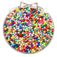 Manik-manik Akrilik Bulat Warna-warni 4mm untuk Pembuatan Gelang, Manik-manik Plastik, Manik-manik Lepas Grosir untuk Kerajinan DIY