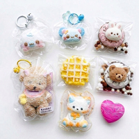 Jouet Squishy Kawaii en forme d'animal, donut, gaufre, cœur, mochi, en silicone TPR, à presser, anti-stress, porte-clés, jouet de décompression