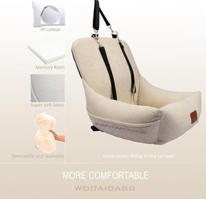 Màu be siêu mềm vải chó ghế xe dây đai điều chỉnh dễ dàng cài đặt 2 túi lưu trữ dây xích an toàn cho chó nhỏ - Product Image 4