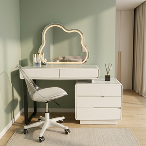 Modern Makeup <b>Vanity</b> <b>Table</b> With Lighted <b>Mirror</b> Storage Desk For Bedroom Furniture - Product Image 2