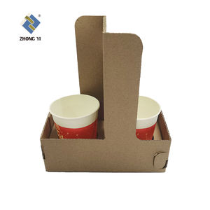 Изготовленный на заказ <span class=keywords><strong>2</strong></span> чашки крафт-картонный подстаканник складной поднос для напитков для 6 упаковок пивной коробки - Product Image 1