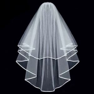 Voile de mariée double couche en tulle uni, motif simple, avec ruban, style ROMANTIQUE, 60-80cm, USA Mairun, Meilleure Vente - Product Image 6