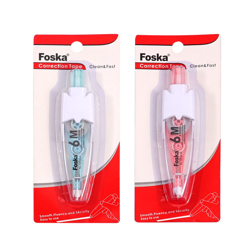 Foska Stationary and School Supplies Easy to Use Applicator Colorful Plastic Shell Comfortable Pen-Style Correction Tape 6m