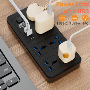 Multiprise universelle internationale pour le commerce extérieur, avec ports <span class=keywords><strong>USB</strong></span> et <span class=keywords><strong>interrupteur</strong></span>, compatible prises britanniques et européennes - Product Image 4