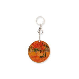 Specchietto Tascabile Rotondo Stile Corteccia d'Albero Dipinto a Olio 6,3 Cm, Specchio Cosmetico con Portachiavi per Donne, Uso in Viaggio - Product Image 1