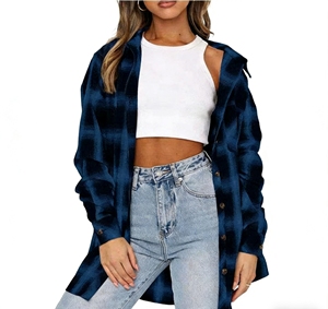 Camisa Larga a Cuadros Transpirable Tejida para Mujer Tallas Grandes, Estilo Cardigan Abierto, Blusa <span class=keywords><strong>de</strong></span> Uso Diario, Tendencia 2026 - Product Image 4
