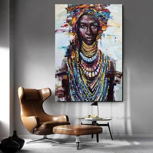 Donna africana pittura a olio su tela arte americana bellezza etnica tela decorazione della parete Afro nero donna moderna decorazioni per la casa - Product Image 4