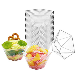 Haute qualité 3.5oz jetable Plastikbecher en plastique Dessert tasse pentagonal losange clair pouding <span class=keywords><strong>Mousse</strong></span> gâteau tasses en plastique - Product Image 3