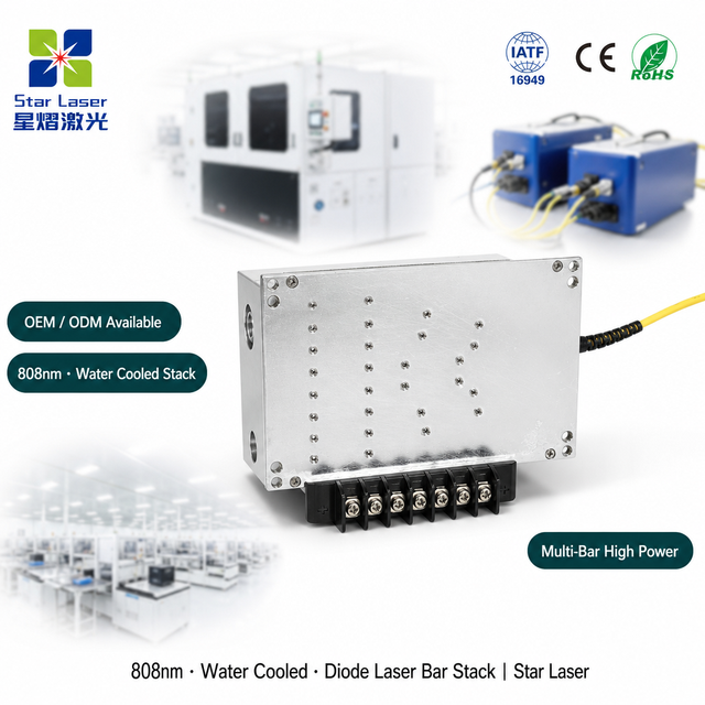808nm Diode Laser Bar Stack Module Laser Module Water Cooled Multi Bar Array High Power for Fiber Laser Pumping Use