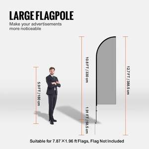 DB Wholesale 12.7 ft Fiberglass Flag Pole Kit with <b>Ground</b> <b>Stakes</b> 2 Packs Swooper Flag Pole Digital Printing Polyester Banners - Product Image 3