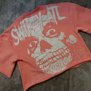 T-shirt Crop da Uomo Senza Cuciture a Spalla Cadente di Alta Qualità, 300GSM, Cotone <span class=keywords><strong>Bianco</strong></span>, Stampa Grafica Personalizzata, Vestibilità Ampia e Robusta - Product Image 3