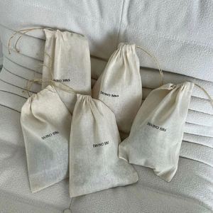 Customized High Quality Natural Cotton <b>Drawstring</b> Bag 100% Organic Cotton Dust <b>Pouch</b> With Double Strings - Product Image 3