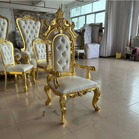 Chaise de trône royale blanche de luxe à haut dossier pour mariage, roi et reine, avec accoudoirs