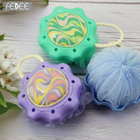 2 in 1 Soft Bath Bubble Bath Flower Scrub Shower Puff Shower Bouquet dengan Jaring TPR