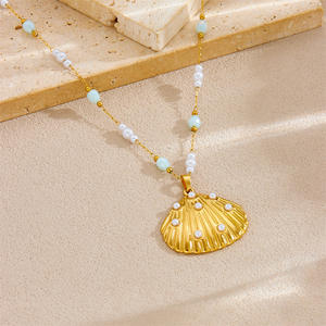Colgante de concha de esmalte colorido bohemio, collar de playa para mujer, colgante de estrella de mar de acero inoxidable chapado en oro de 18 quilates, joyería de <span class=keywords><strong>verano</strong></span> - Product Image 4