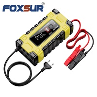 FOXSUR-Désulfateur de batterie 12V 10A/24V 5A à 7 niveaux, chargeur de plomb GEL STD AGM, chargeur de réparation d'impulsions de voiture et de moto