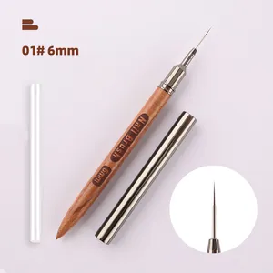 Bán buôn 5 cái Nail Art Liner Brushes tay cầm bằng gỗ dài striping Nail Fine vẽ bút Nail Gel sơn công cụ thiết kế