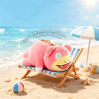 Pendentif en peluche Slowpoke, breloque de sac en forme de tête, porte-clés en peluche douce, poupée rose, cadeau pour enfants