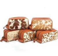 Pochette en cuir véritable tendance, faite à la main, style bohème western, fermeture éclair, unisexe, haute qualité, dernier style, étui à bijoux pour femmes