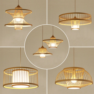 Lámpara Colgante de Bambú Tejido Estilo Chino Yumesho, Diseño Rústico y Simple para Sala de Estar, Comedor, Dormitorio, Salón de Té - Product Image 4