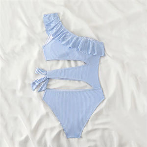 Traje de Baño de Dos Piezas con Estampado Animal para Mujer, con Volantes Sexys y un Hombro Descubierto, con Cinturón Ajustable, de Secado Rápido, para la Playa 2025 - Product Image 5