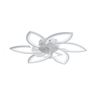Ventilateur de plafond décoratif en acrylique moderne pour hall d'hôtel, forme de fleur, avec source de lumière LED et télécommande intégrée