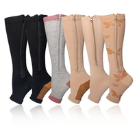 Vente en gros Bas élastiques pour varices Chaussettes zippées haute compression au genou en cuivre