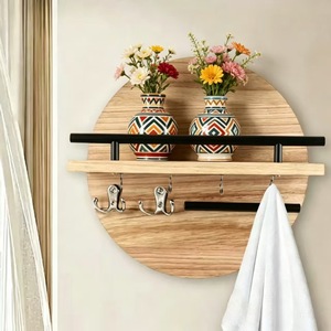 Estante de almacenamiento de pared transfronterizo, estante decorativo retro redondo para el hogar, soporte para llaves y gafas de sol para la entrada de la sala de estar - Product Image 1