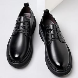 Chaussures habillées d'été pour hommes en cuir noir, style Oxford, à bout rond, à lacets, respirantes, pour le bureau et la carrière - Product Image 3