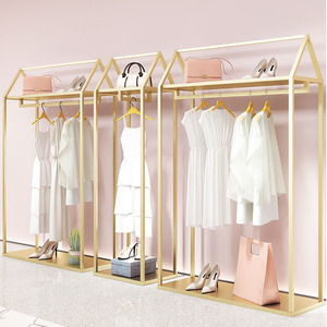 Tùy chỉnh cửa hàng quần áo đồ đạc hiển thị giá sang trọng vàng trang phục hiển thị đứng cho quần áo may mặc hiển thị giá - Product Image 5