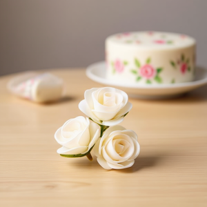 ILAN Fiori Artificiali Rosa Bianca 2,5cm per Decorazione Torte 3pz - Product Image 2