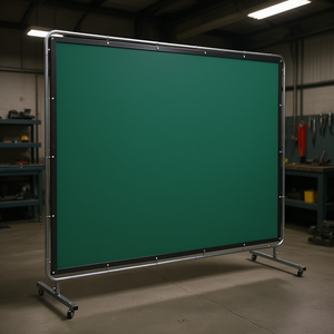 Cortina de Taller Industrial Móvil con Marco de Vinilo Verde de 6 x 8 Pies y 4 Ruedas Giratorias - Product Image 2