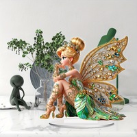 Ornement féerique en acrylique plat 2D, fleur, ailes de papillon, elfe, figurine de bureau pour la décoration de la maison, décoration de table, décoration de fenêtre, kit d'assemblage
