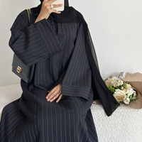 Nouvelle Abaya Fermée 2026 – Robe Musulmane Rayée Tendance de Dubaï pour le Ramadan et l'Aïd, Idéale au Quotidien |   Vêtements islamiques élégants pour femmes