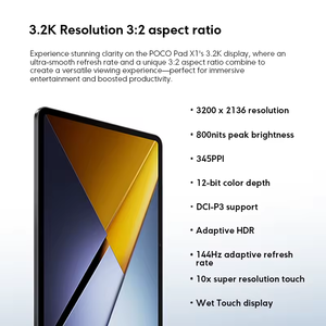 Tablettes originales Xiaomi Poco Pad X1, Snapdragon 7+ Gen 3, écran 11,2'' 3,2K 144Hz, quatre haut-parleurs, 8850mAh, charge turbo 45W, 13MP - Product Image 2