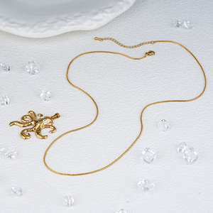 Collier pendentif pieuvre plaqué or 304 316, design animal de dessin animé en alliage, chaîne serpent, bijoux unisexe pour usage quotidien - Product Image 4