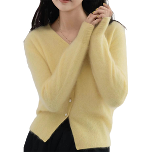 Colore <span class=keywords><strong>blu</strong></span> cielo prezzo di fabbrica in magazzino OEM autunno/inverno <span class=keywords><strong>Cardigan</strong></span> 100% in Cashmere maglia Casual maglione capispalla da <span class=keywords><strong>donna</strong></span> - Product Image 3