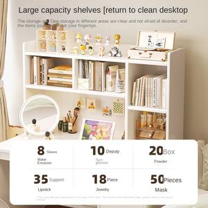 Coiffeuse Lumineuse 2-en-1 Moderne avec Étagère de Rangement et Bureau Informatique Simple <span class=keywords><strong>pour</strong></span> Chambre Fille ou Salon - Product Image 5