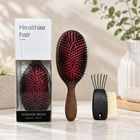 Brosses à Cheveux Démêlantes en Bois de Santal pour Massage du Cuir Chevelu, Deux Tailles, Dents Métalliques Dorées et Argentées de Qualité pour Extensions