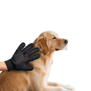 Gant de toilettage pour animaux de compagnie en silicone bleu pour chat et chien avec pochette de rangement - Product Image 5