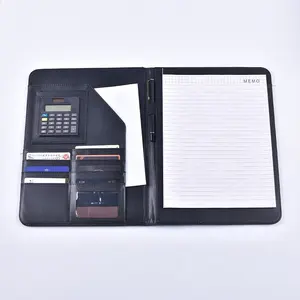 Benutzer definierte A4 Business Document Folder Rechner Executive Konferenz Pu Leather Business Zip Portfolio