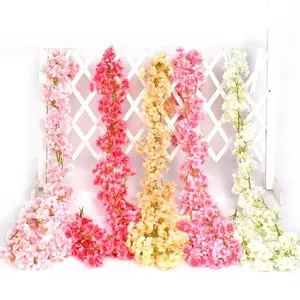 JD-F166 length 1.75m indoor wedding decoration artificial cherry blossom hanging vines sakura flower garland