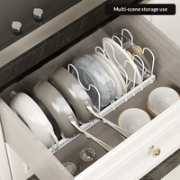 Étagère à vaisselle moderne en métal style vague pour cuisine, support de couvercles de casseroles rétractable et réglable, rangement multifonctionnel pour casseroles