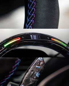 Volante Deportivo LED de Fibra de Carbono Forjada y Cuero, Nuevo y en Oferta, para <span class=keywords><strong>Civic</strong></span> 10ª Generación 2016-2021, Franja Azul, Interior de Carreras - Product Image 4