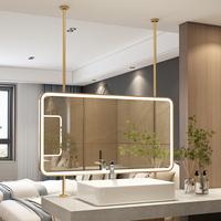 Miroir suspendu rectangulaire moderne en bois avec illuminant tactile pour HomeStay Hotel Salle de bain Laque Panneau de porte Traitement