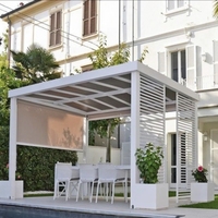 Pergola bioclimatique en aluminium avec toit à lames orientables électrique, imperméable, pour jardin, pavillon de resort, protection solaire