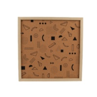 Sofine – panneau de mémo en feuille de liège, taille personnalisée, carré, imprimé noir, montage mural, cadre en bois