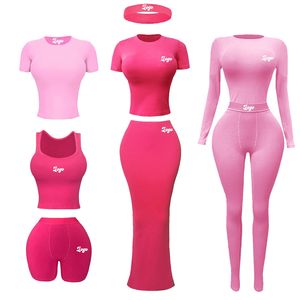 Benutzer definierte 2 Stück gerippte Fitness Lounge wear Set Frauen zweiteilig lässig solide dünne Legging passende Kleidung Maxi kleid - Product Image 2